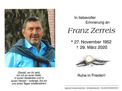 Franz Zerreis † 29. März 2020