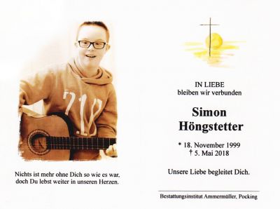 Simon Höngstetter † 5. Mai 2018