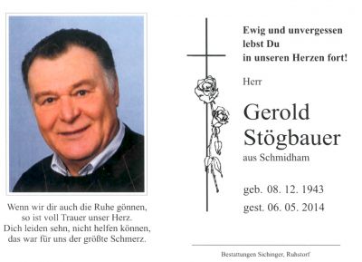 Gerold Stögbauer † 6. Mai 2014