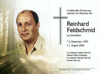 Reinhard Feldschmid † 1. August 2020