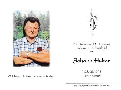 Johann Huber † 28. Mai 2023