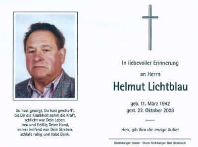 Helmut Lichtblau † 22. Oktober 2008