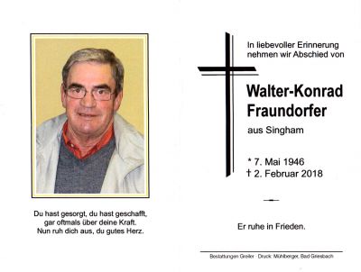 Walter Fraundorfer † 2. Februar 2018