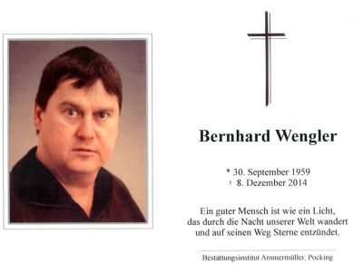 Bernhard Wengler † 8. Dezember 2014
