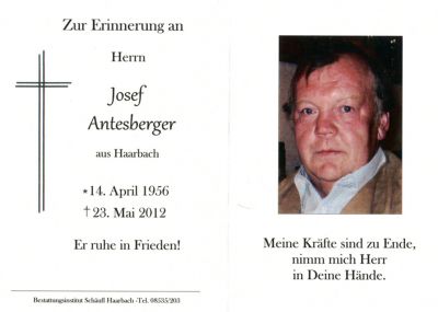Josef Antesberger † 23. Mai 2012