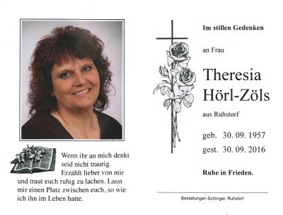 Theresia Hörl-Zöls † 30. September 2016