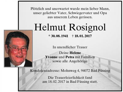 Helmut Rosignol † 18. Januar 2017