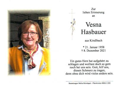 Vesna Hasbauer † 8. Dezember 2021