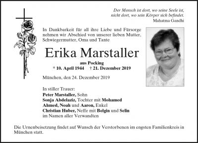 Erika Marstaller † 21. Dezember 2019