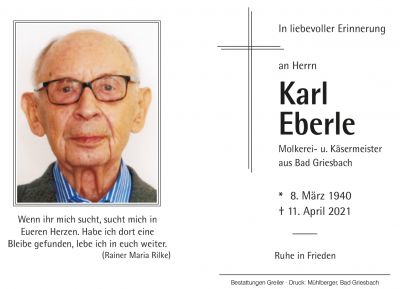 Karl Eberle † 11. April 2021
