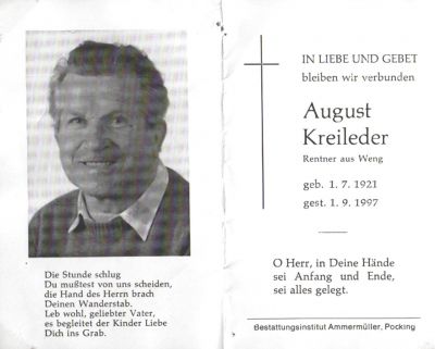August Kreileder † 1. September 1997