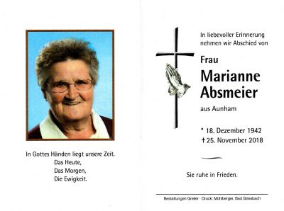 Marianne Absmeier † 25. November 2018