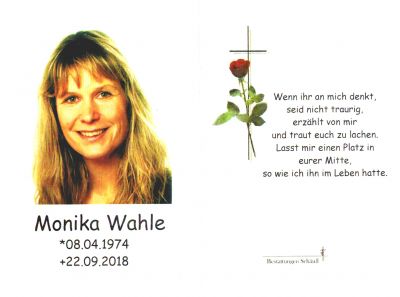 Monika Wahle † 22. September 2018